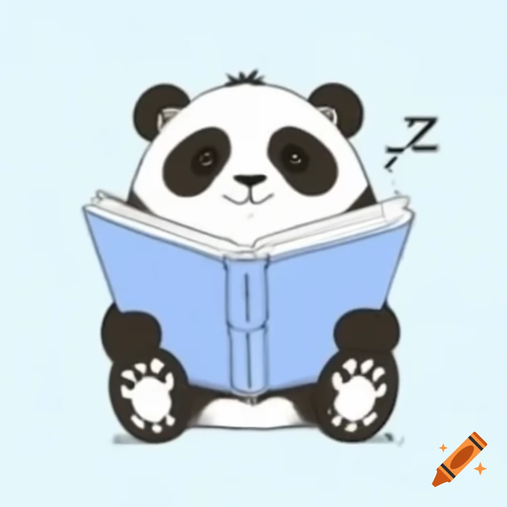 Simple beginner-style drawing of a panda in blue pen