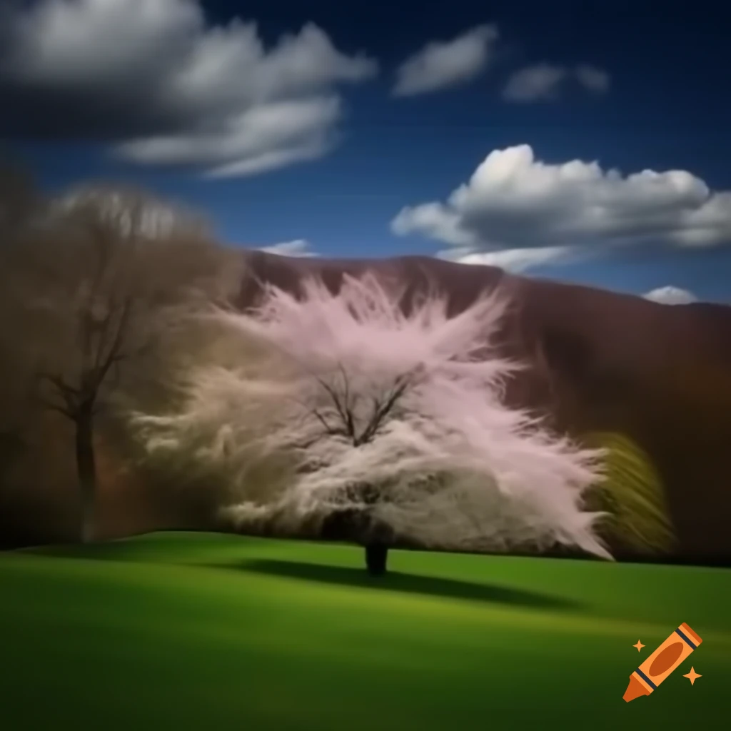 Spring scenery showcasing blooming flowers and greenery