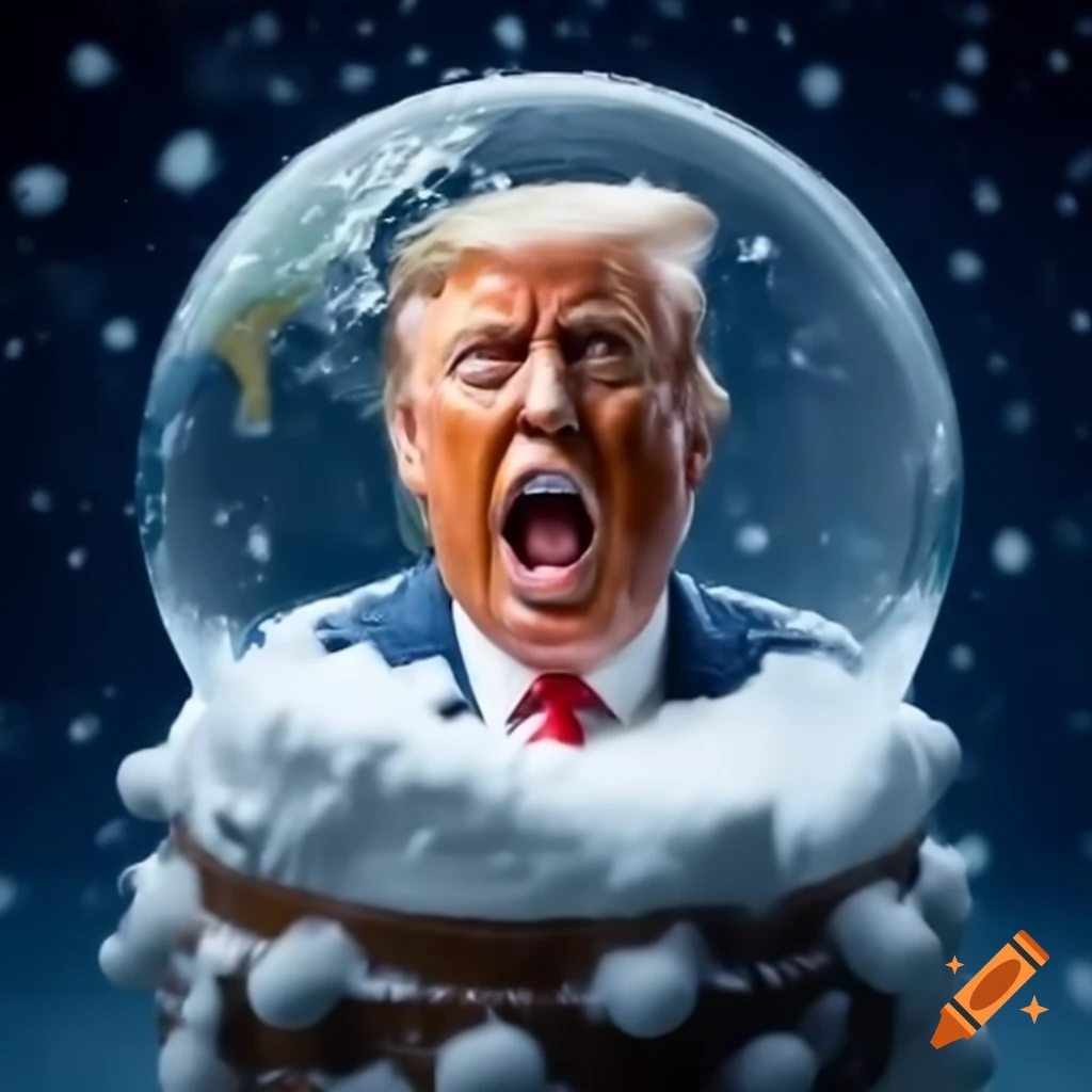 Humorous Scene Of Donald Trump Inside A Snow Globe During Snowfall On humorous-scene-of-donald-trump-inside-a-snow-globe-during-snowfall-on