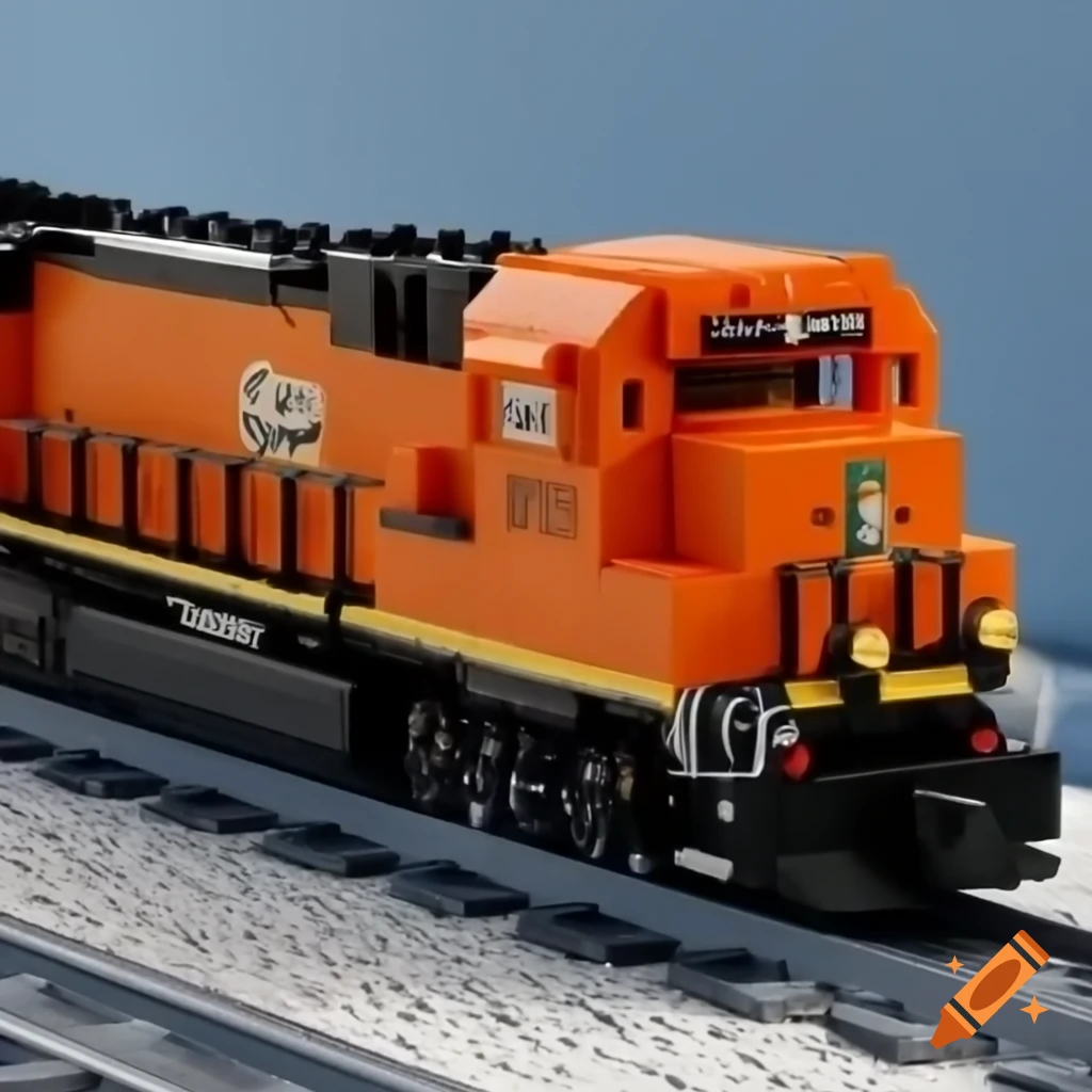 Lego Arctic Explorer Express Train in orange on Craiyon