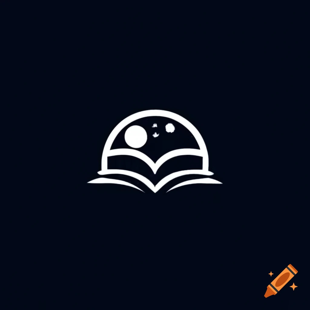 Logo design featuring open book with galaxy emerging from it