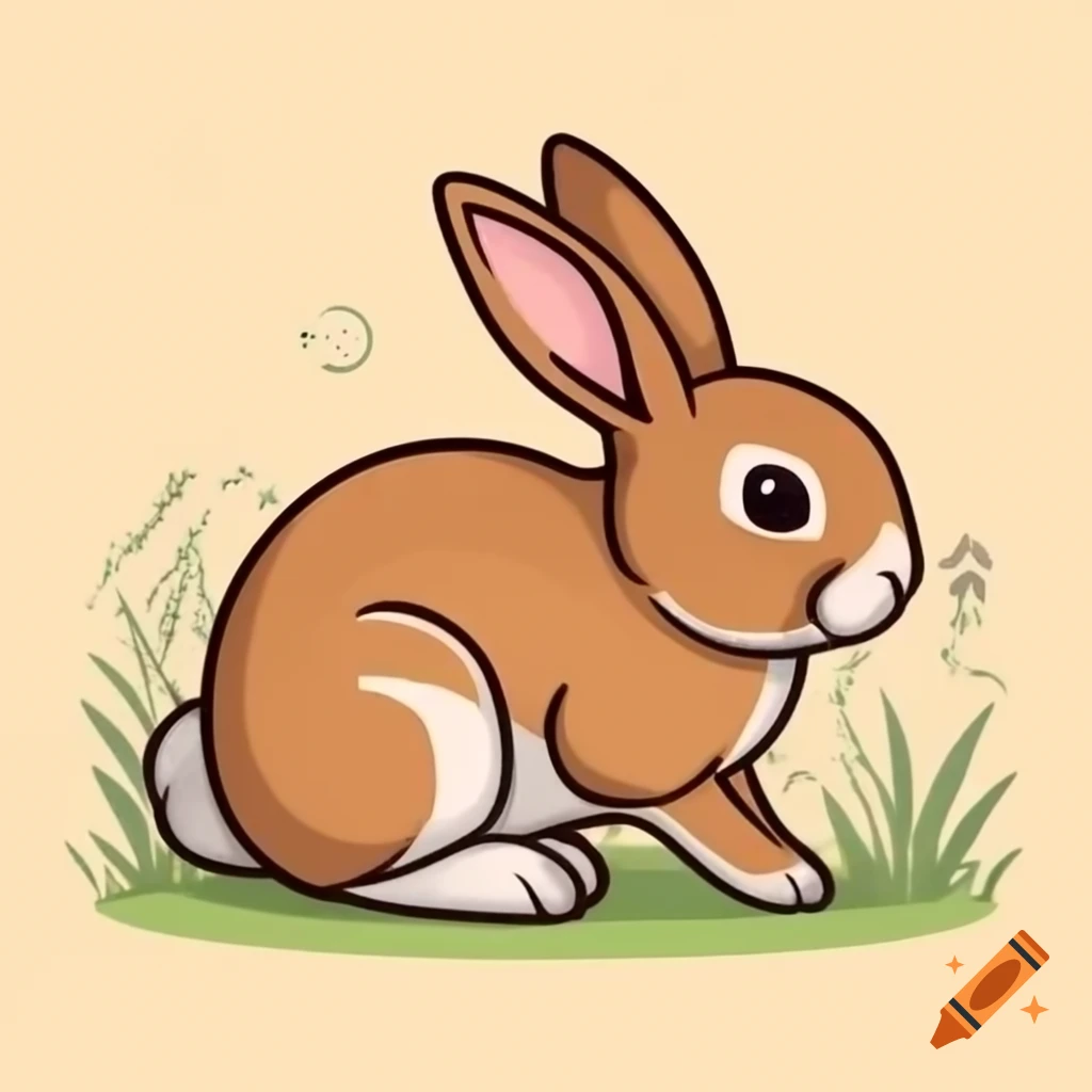 Brown fluffy bunny resting in a field