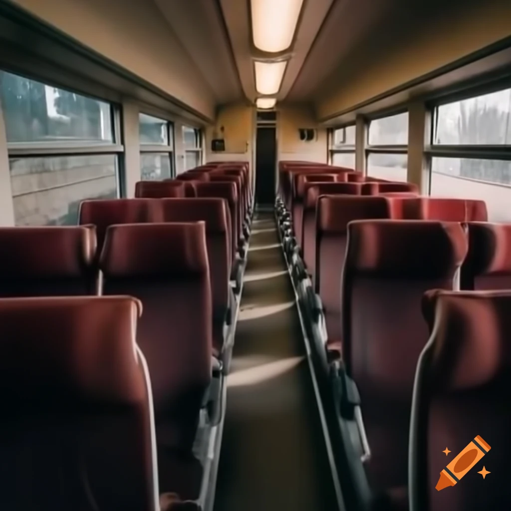 Abandoned train carriage with benches lined up