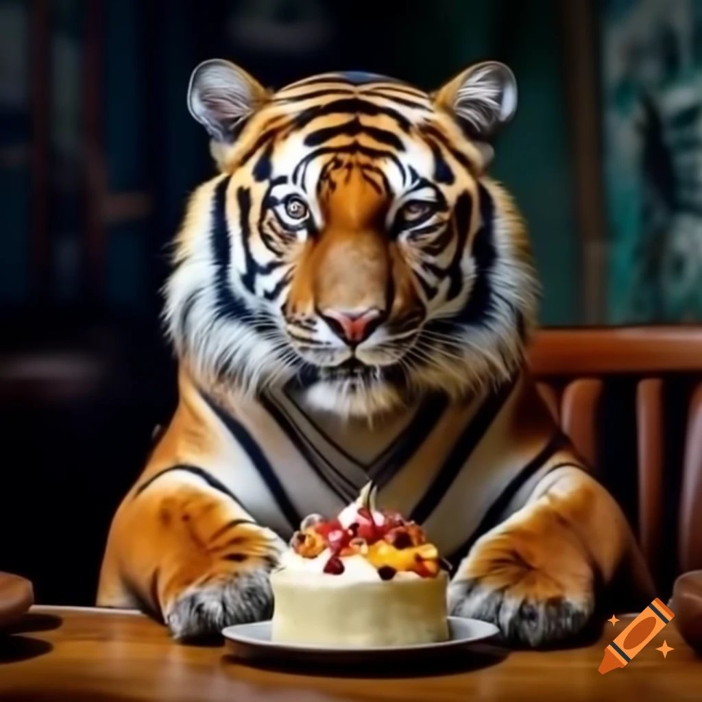 Tiger sitting in a desert landscape