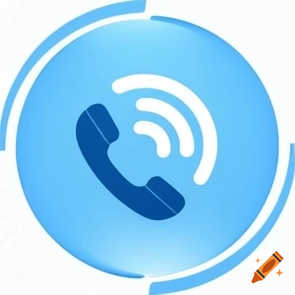 Blue circular icon featuring classic phone symbol for communication