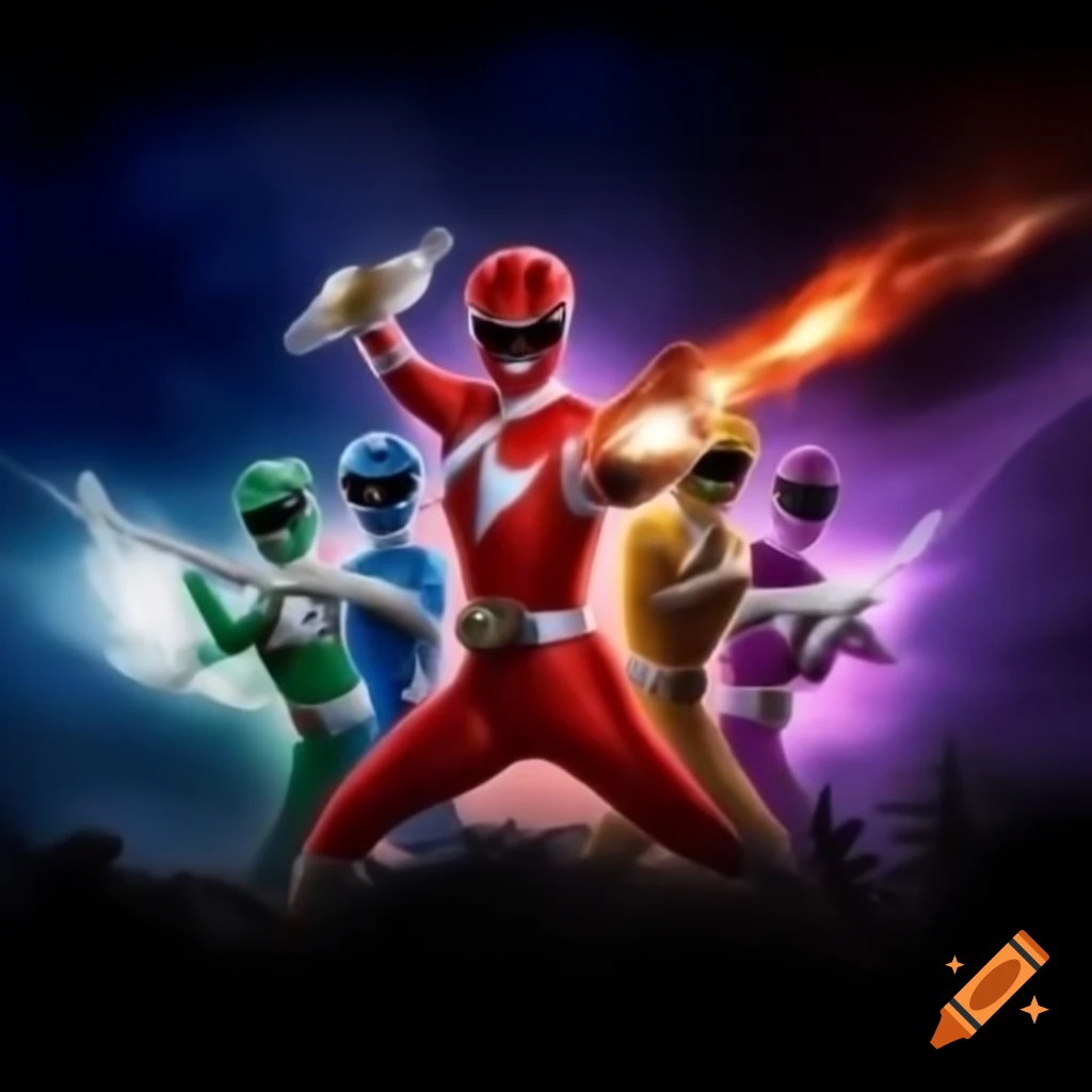 Power rangers combining powers in a radiant light display of cosmic ...