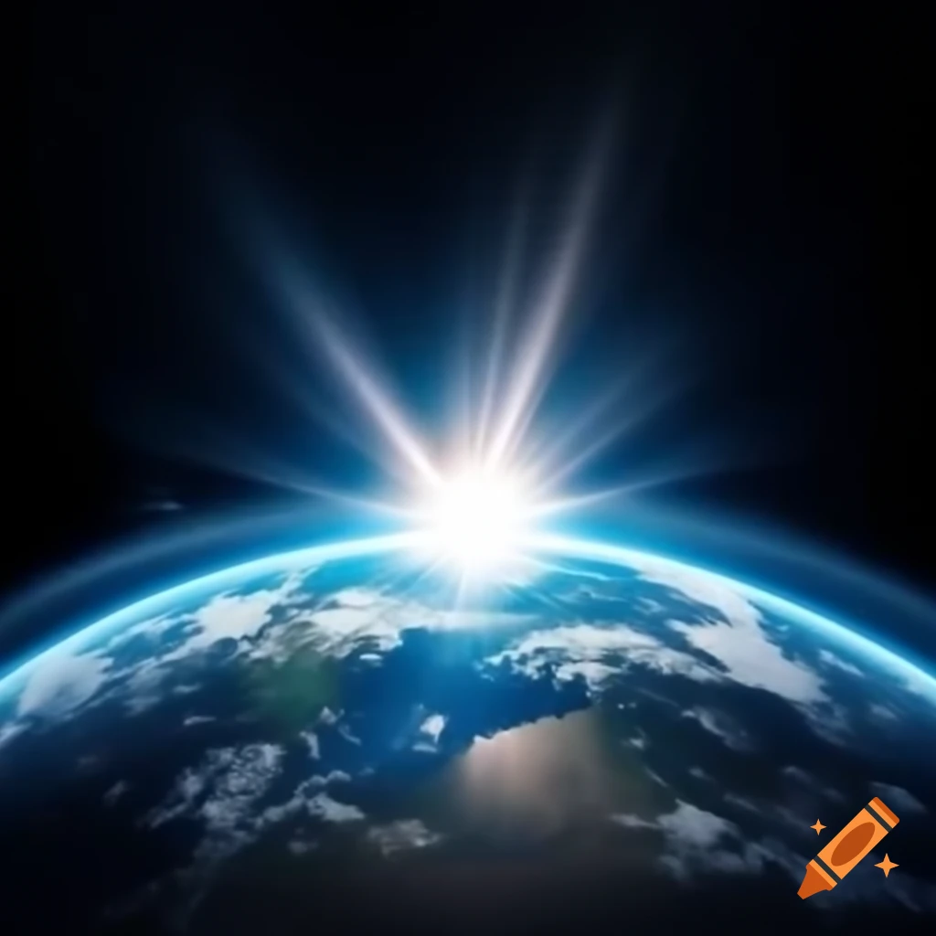 Illuminating light from the earth shining across the world