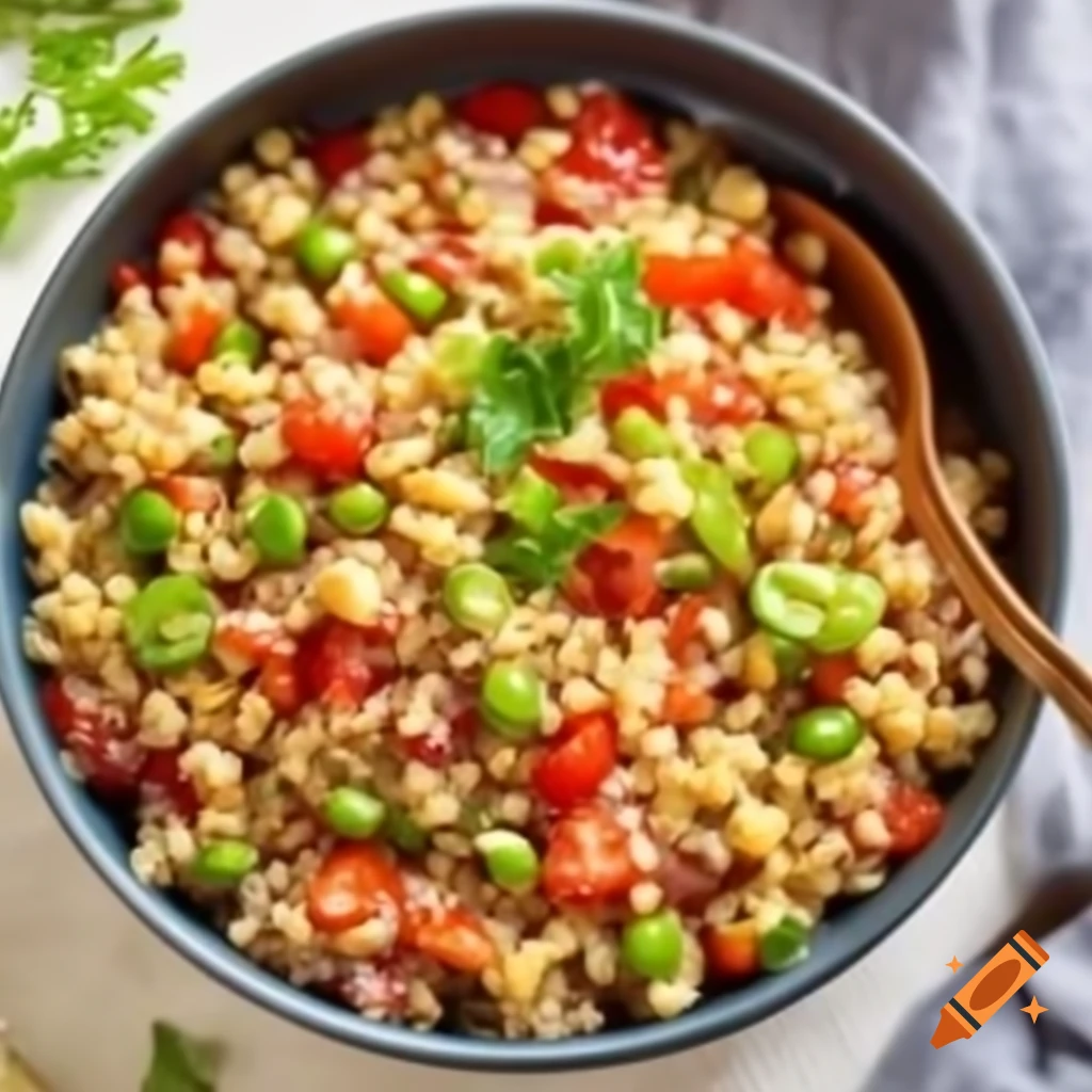 Realistic quinoa salad with grilled chicken
