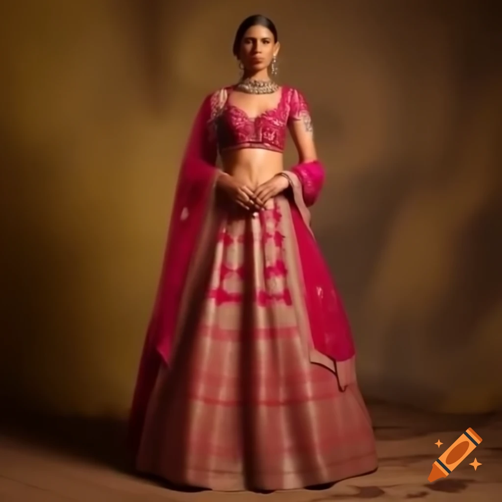 Model showcasing elegant Sabyasachi lehenga