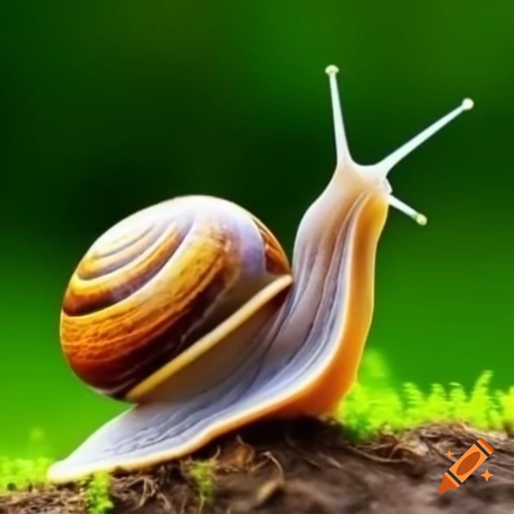 Snail with raised head, showcasing its features