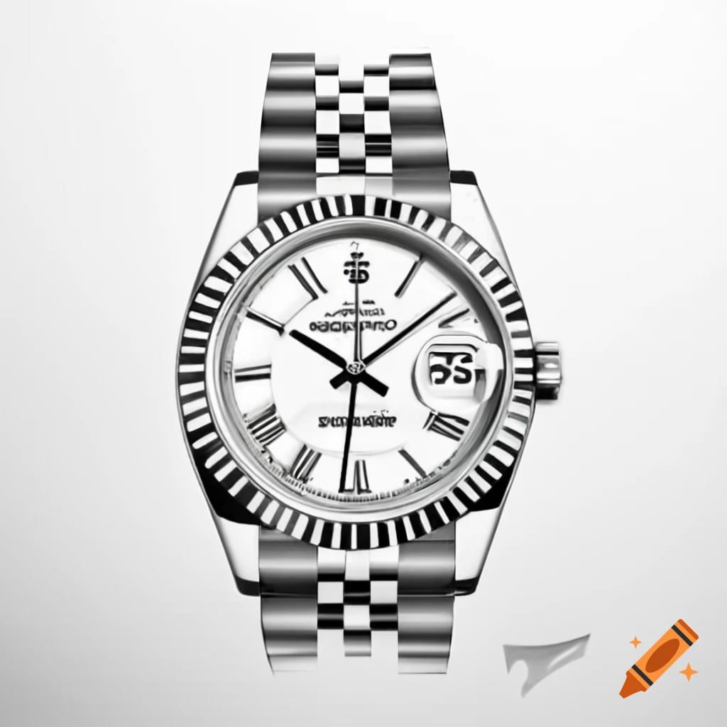 Detailed pencil sketch of two-tone Rolex Datejust watch