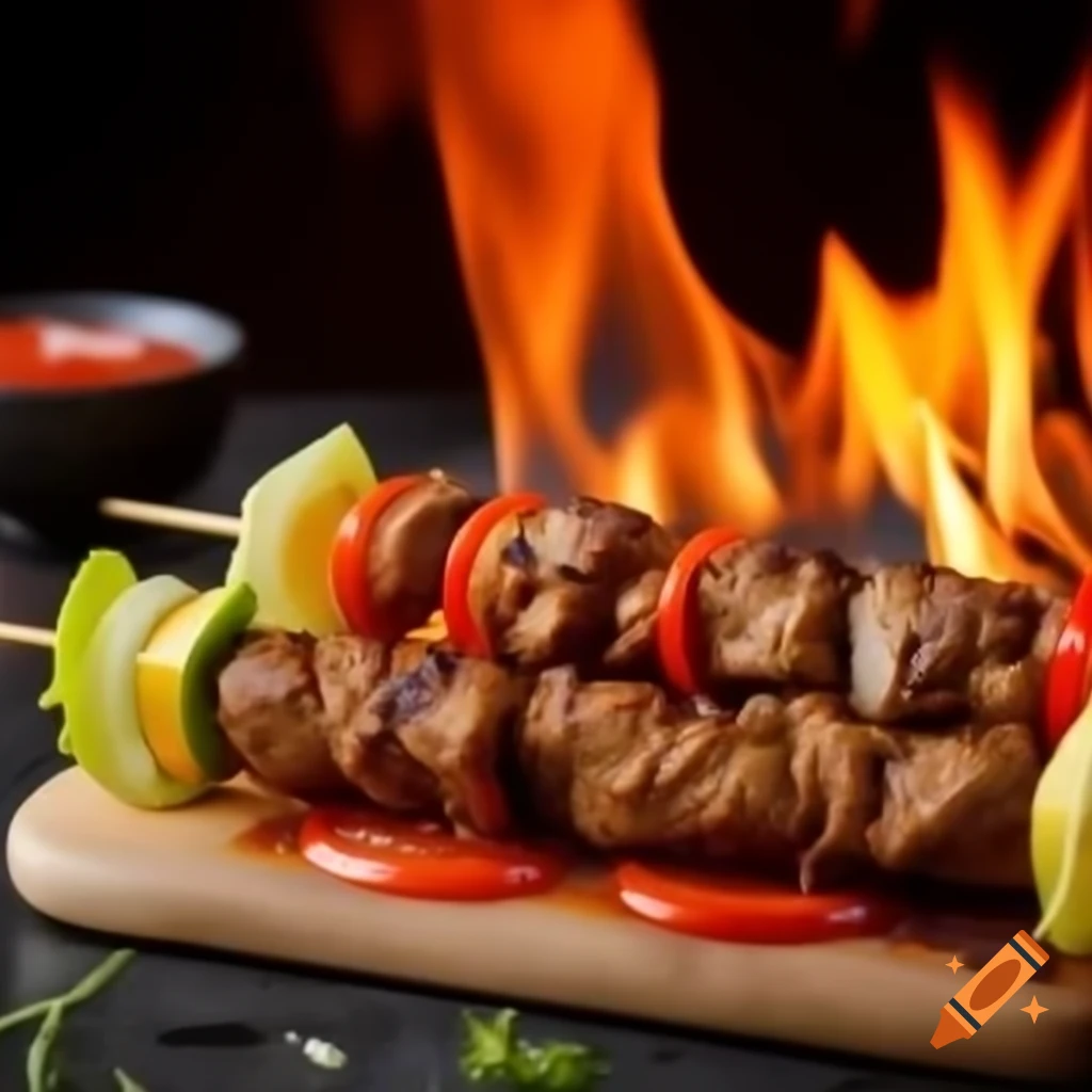 Delicious kebab on grill ready to eat