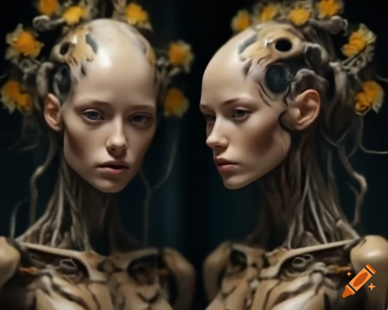 Highly detailed biopunk portrait view of a subject