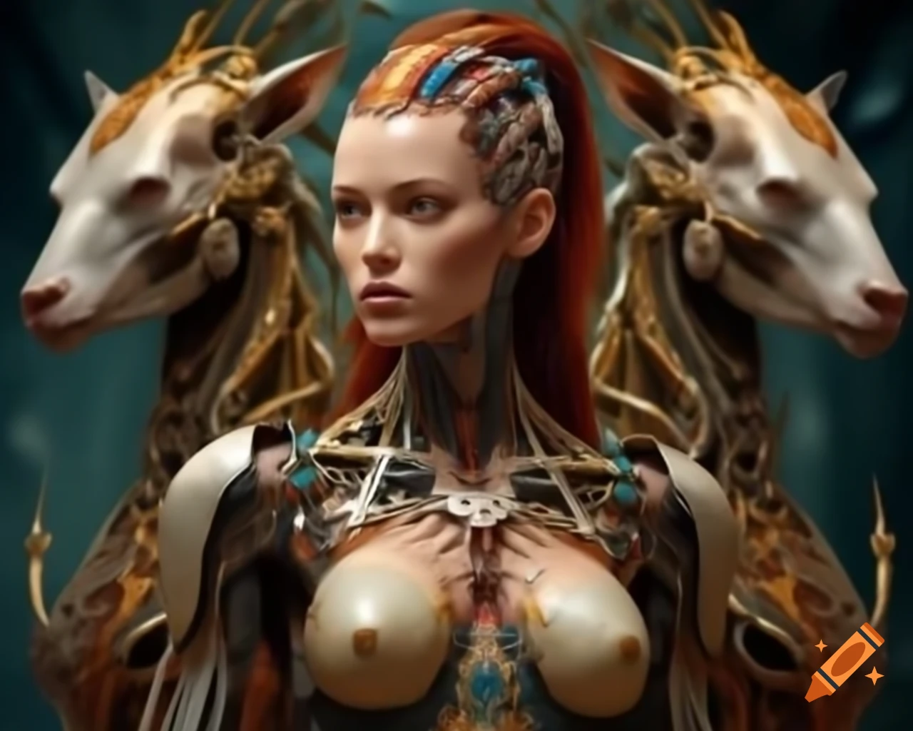 Highly detailed biopunk portrait view of a subject