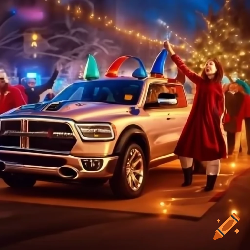 Merry Armenian Christmas text with a 2025 Dodge Ram truck