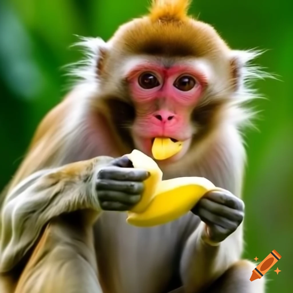 Monkey eating banana