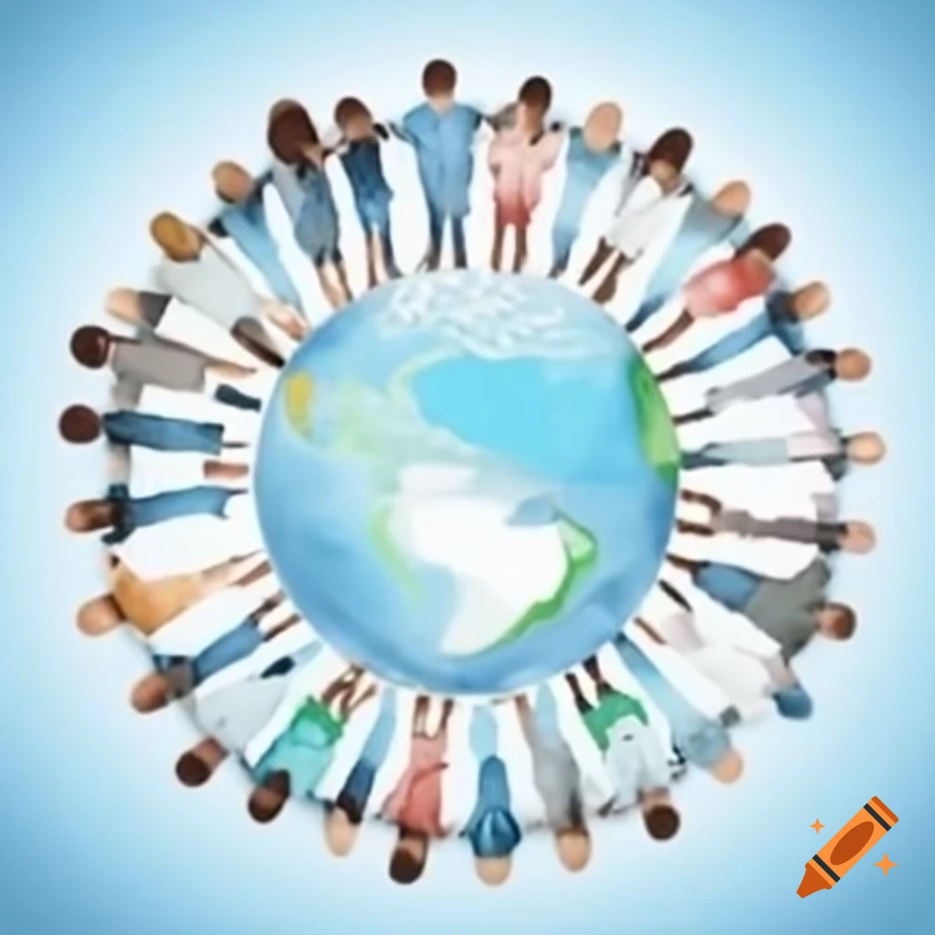 Circle of people surrounding a globe