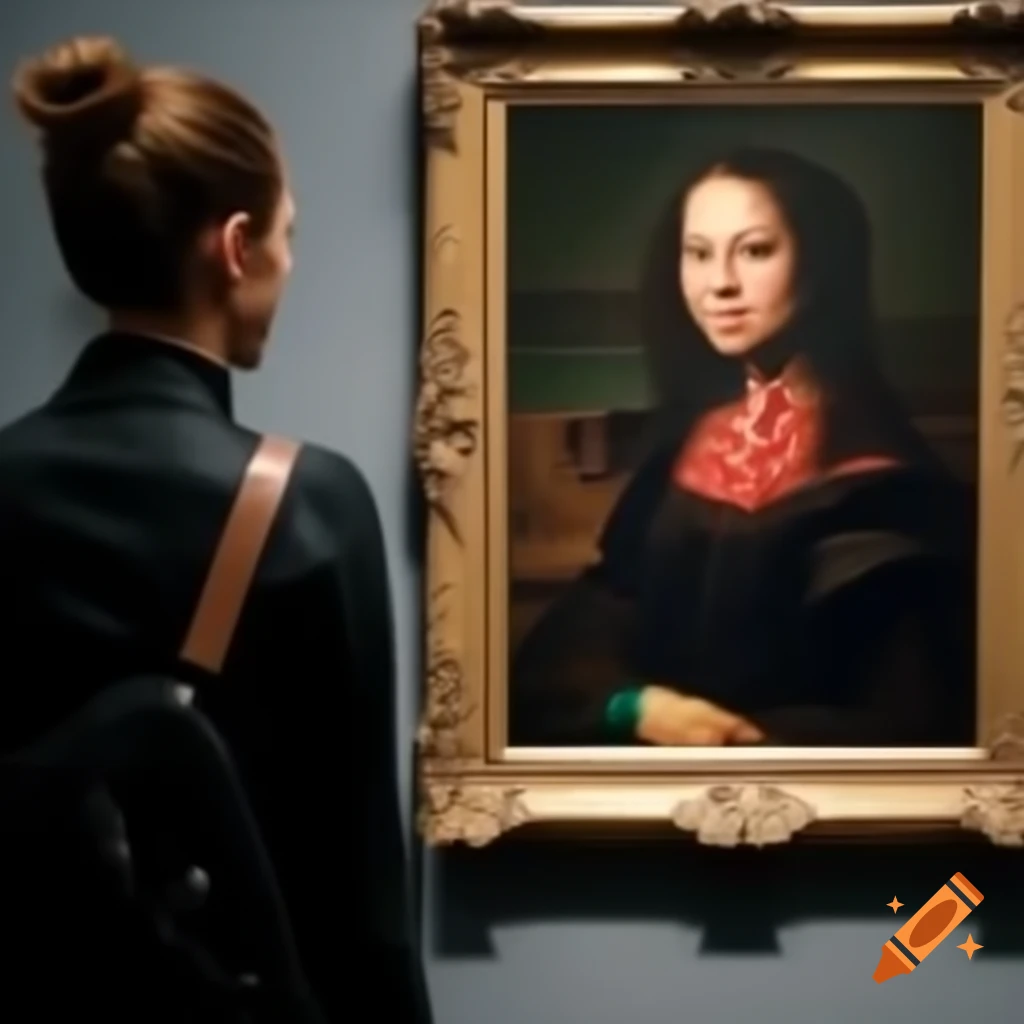 Woman admiring artwork in an art gallery