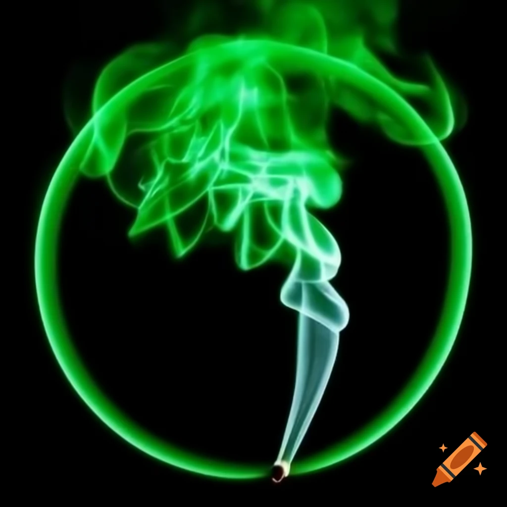 Greenish smoke forming a circular shape on black background