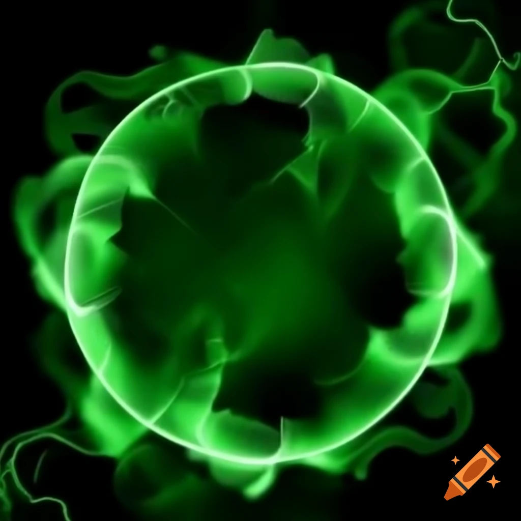 Greenish smoke forming a circular shape on black background
