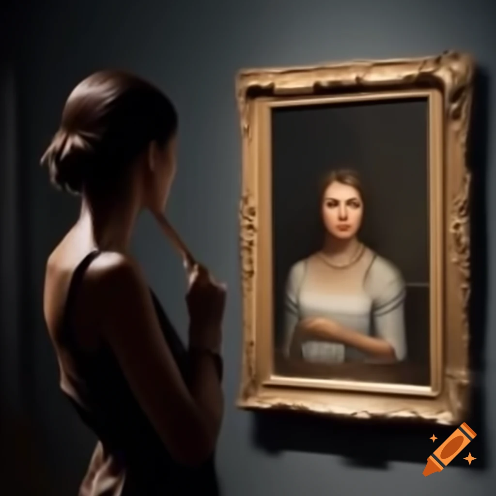 Woman admiring artwork in an art gallery