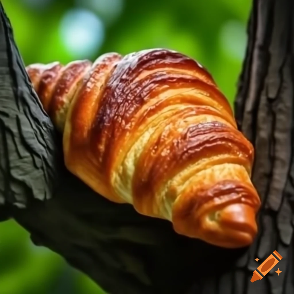 Croissant hanging from tree