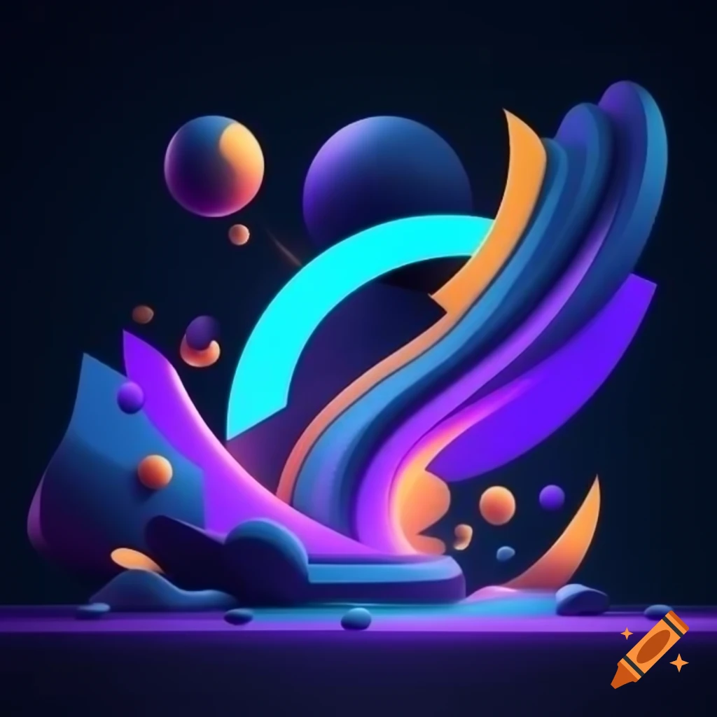 Modern digital art featuring vibrant abstract elements and geometric shapes