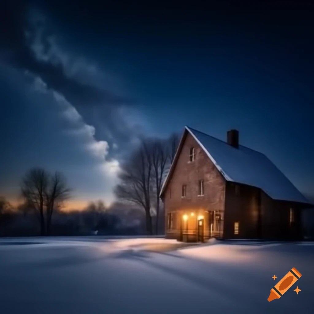 Winter evening atmosphere with serene surroundings