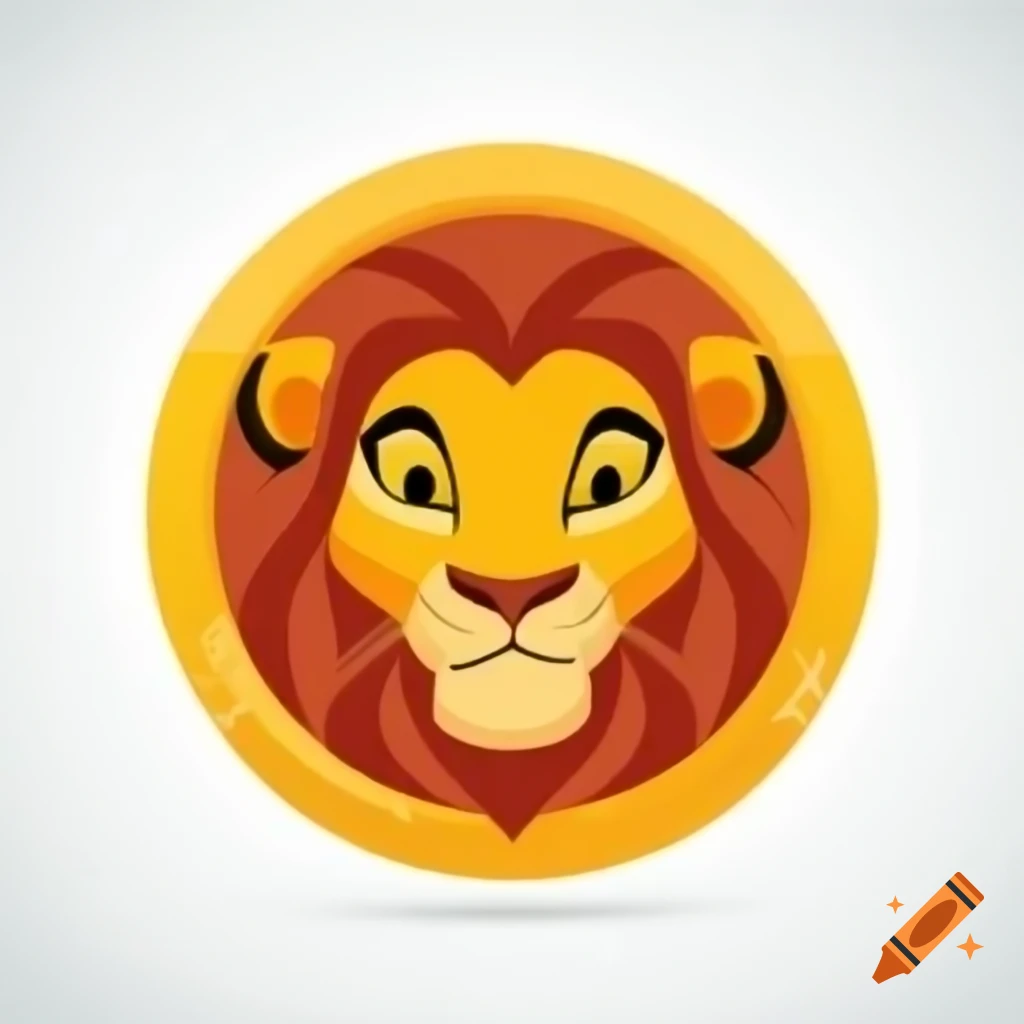 Simba Lion King logo designed as a cryptocurrency coin graphic on Craiyon