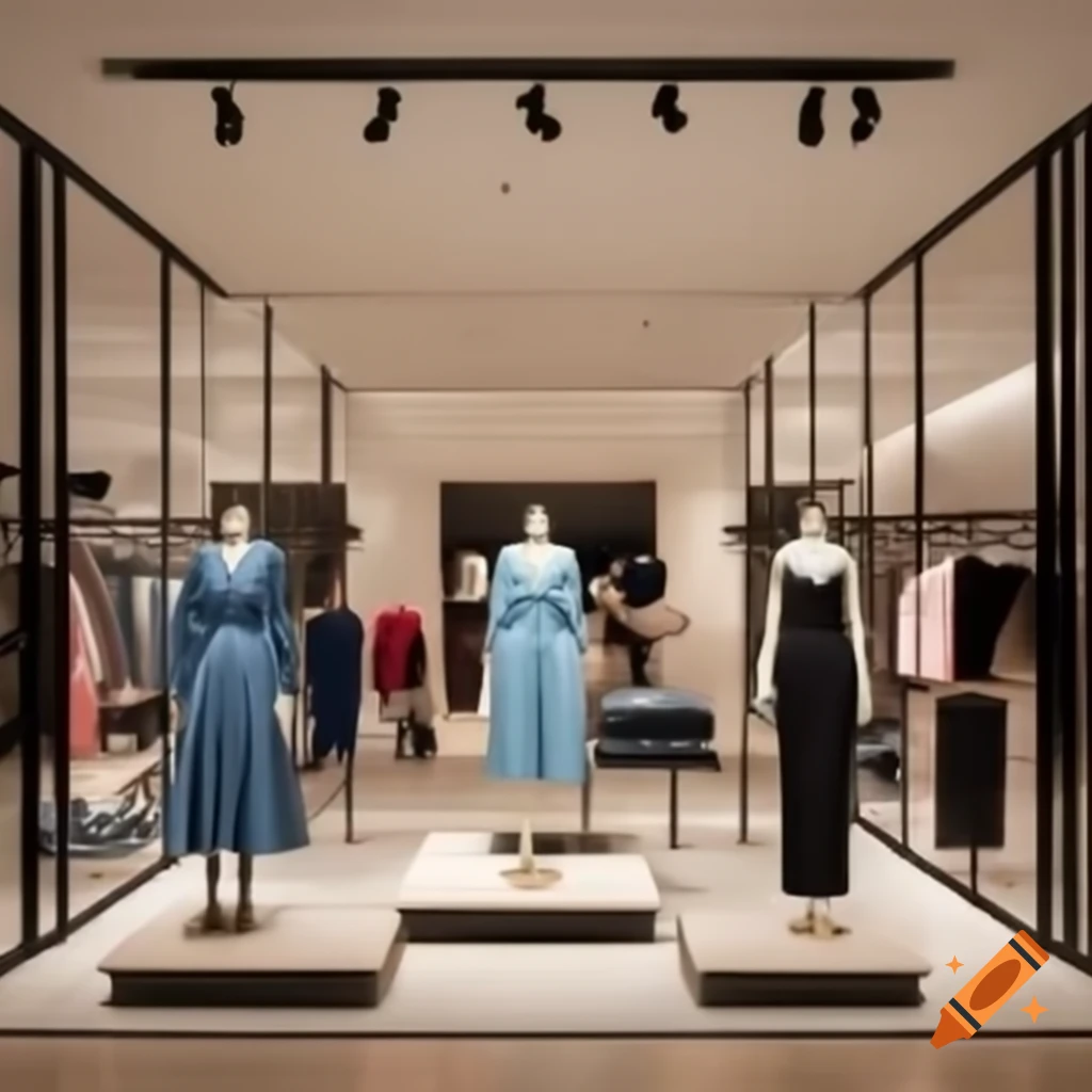 Shopfront Display Elegant storefront display with mannequins highlighting apparel on Craiyon