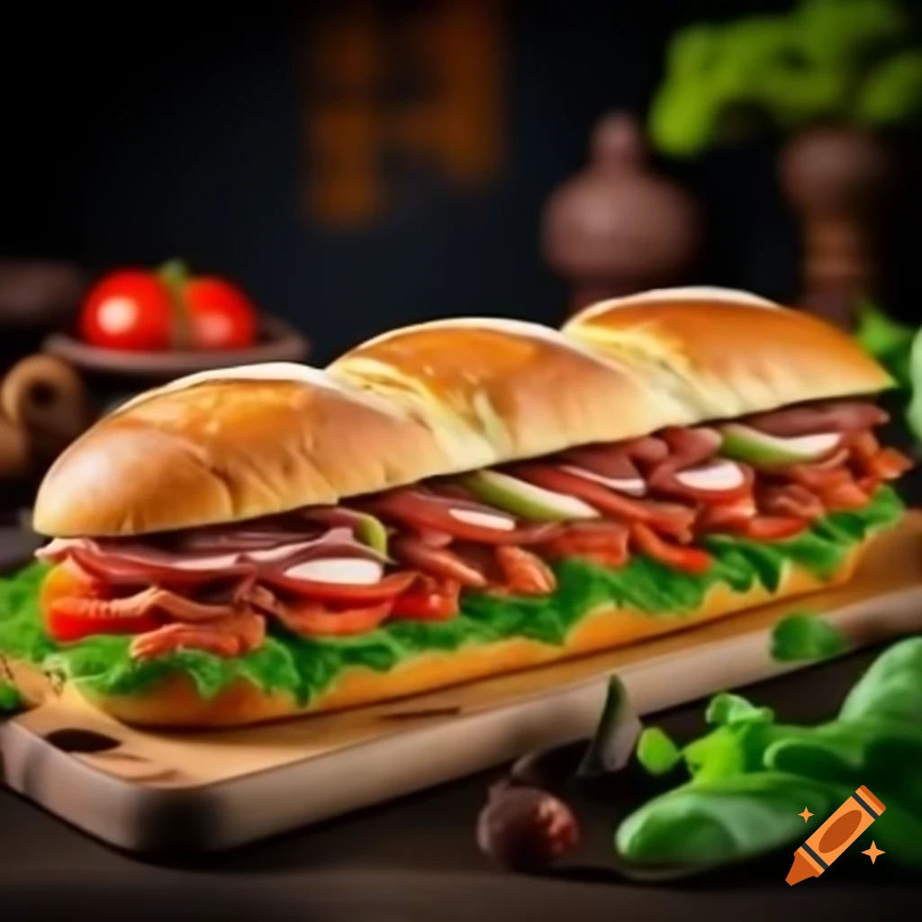 Vietnamese pork baguette filled with meat, vegetables, and leaves in vibrant colors