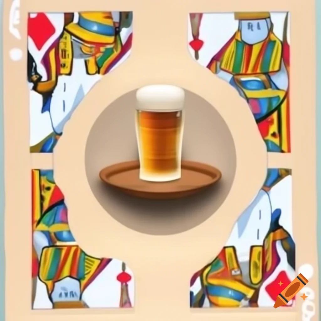 Flat 2D artwork of Ace of Cups card with beer glass instead of cup
