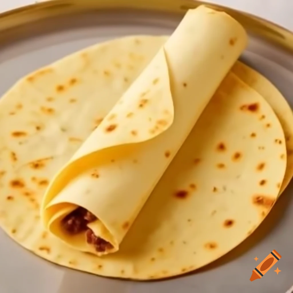 Rolled tortilla on a surface