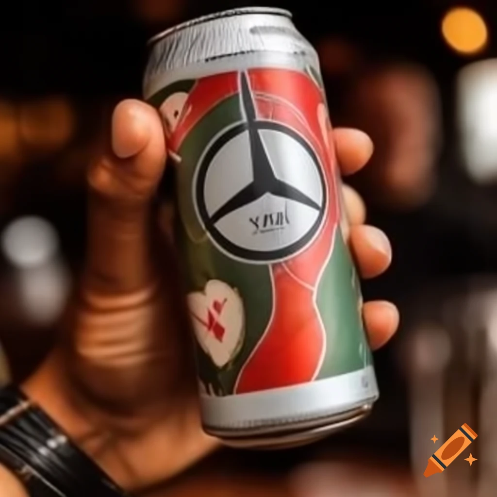 Mercedes Benz logo on beer can