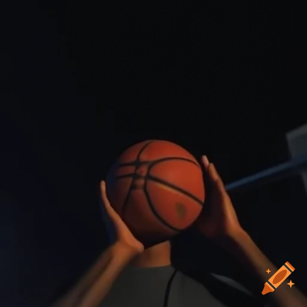 Aesthetic midnight scene featuring a basketball