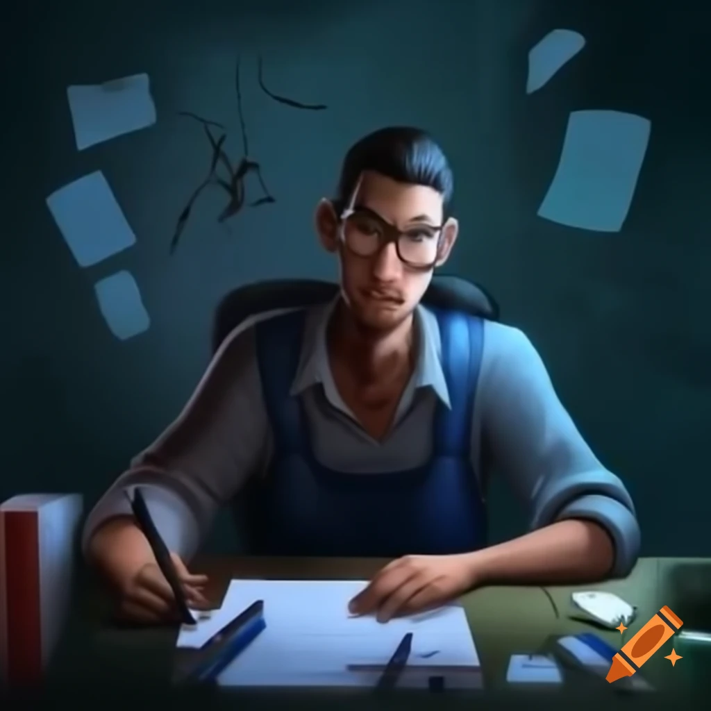 Confident person at desk with tools and motivational quotes in background