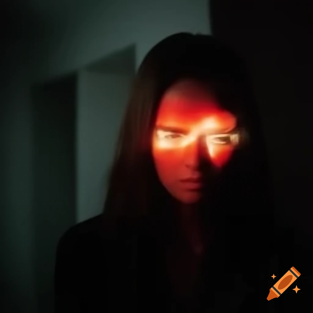 Mysterious modern bathroom scene with eerie dim lighting and unsettling