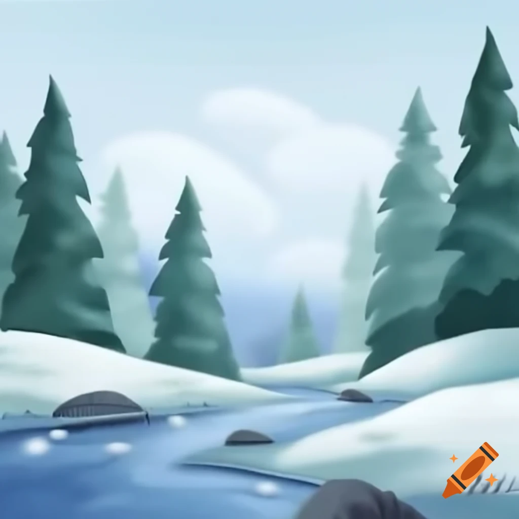 Scenic painting of January landscape