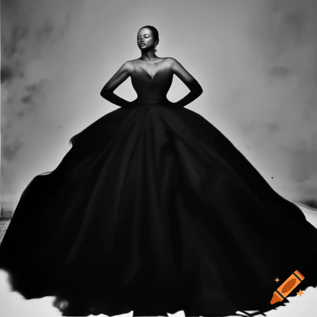 Elegant black glitter ballgown with strapless dramatic neckline