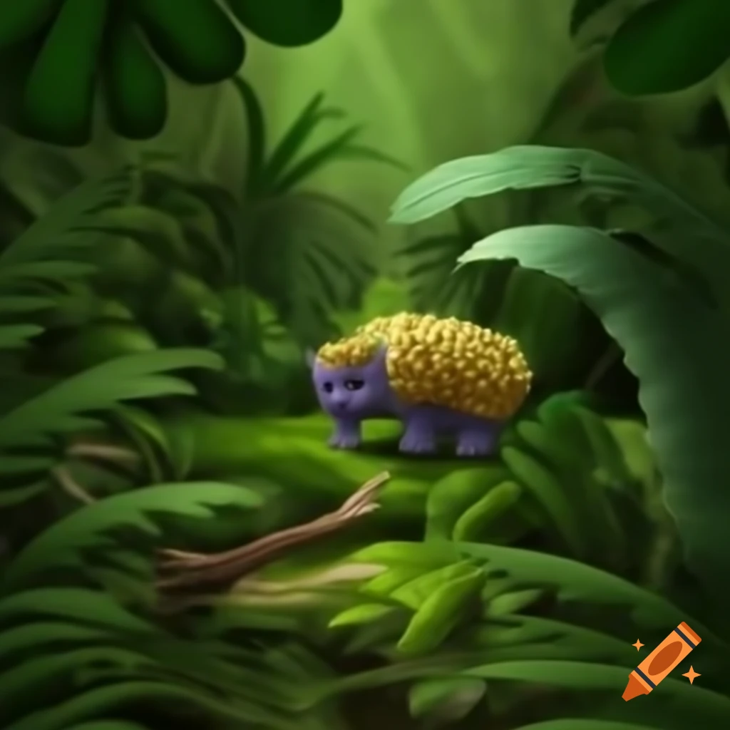 Colorful jungle scene featuring Lucky the Fox from the Big Code Hunt