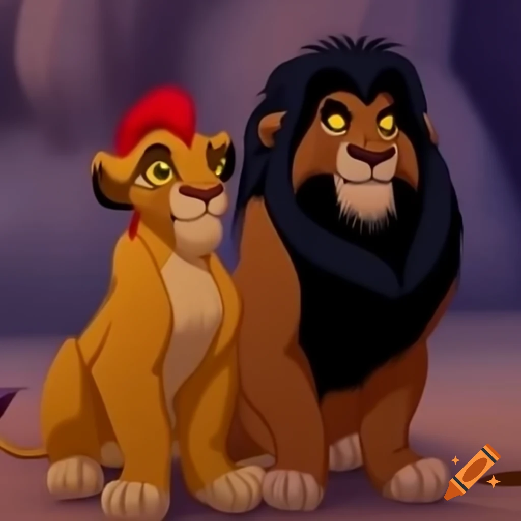 Majestic adult lion with black mane and yellow eyes standing in canyon sand