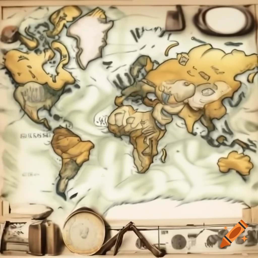 Vintage old world map illustration on Craiyon