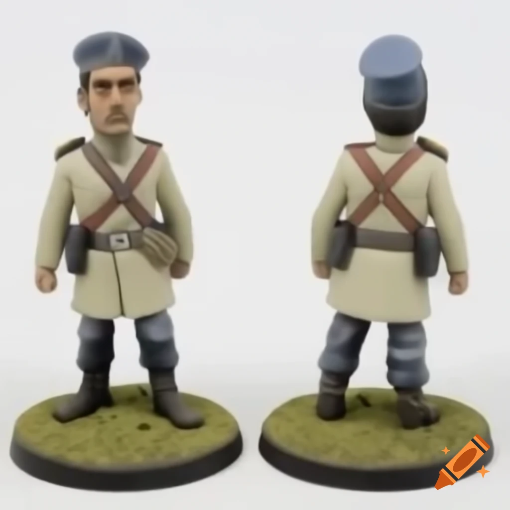 Four views of a claymation character: close-up face, front body, side view, back view