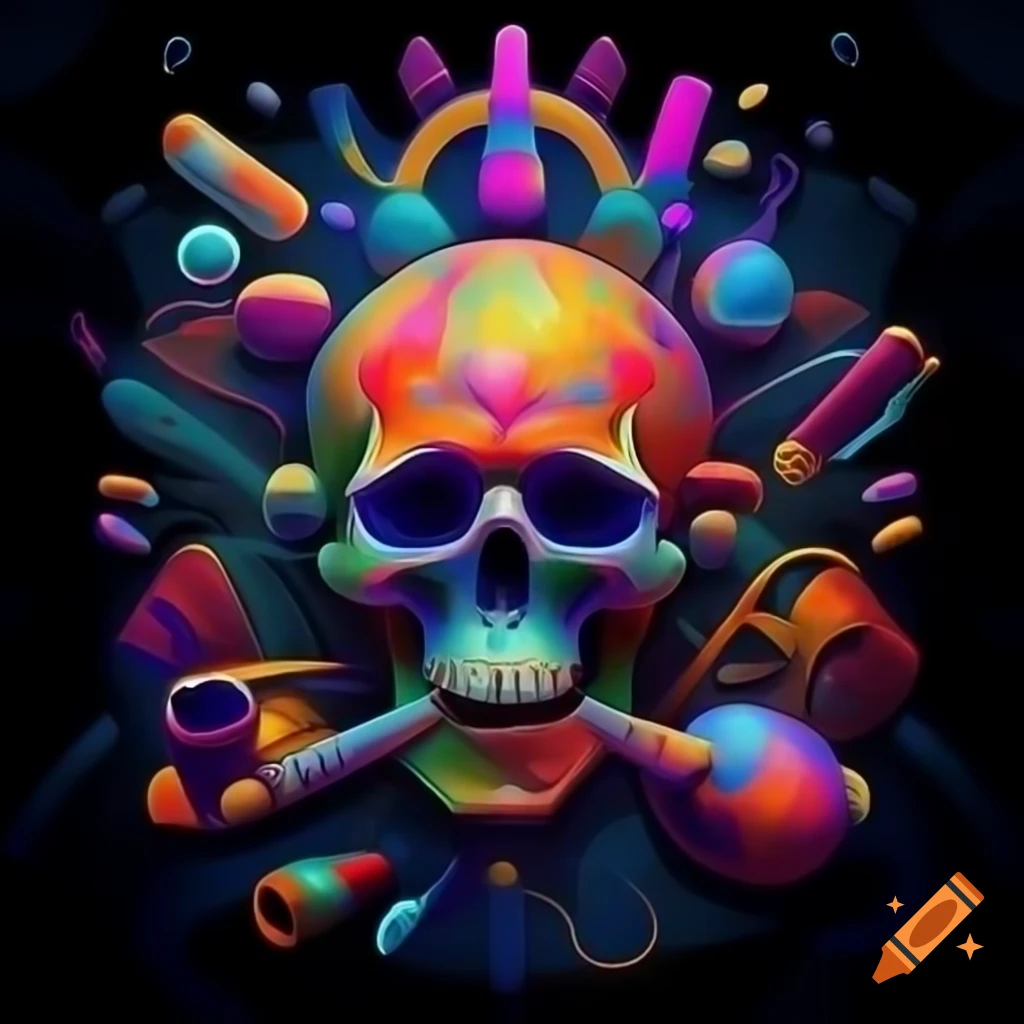 Abstract logo in vibrant psychedelic colors representing creativity and individuality