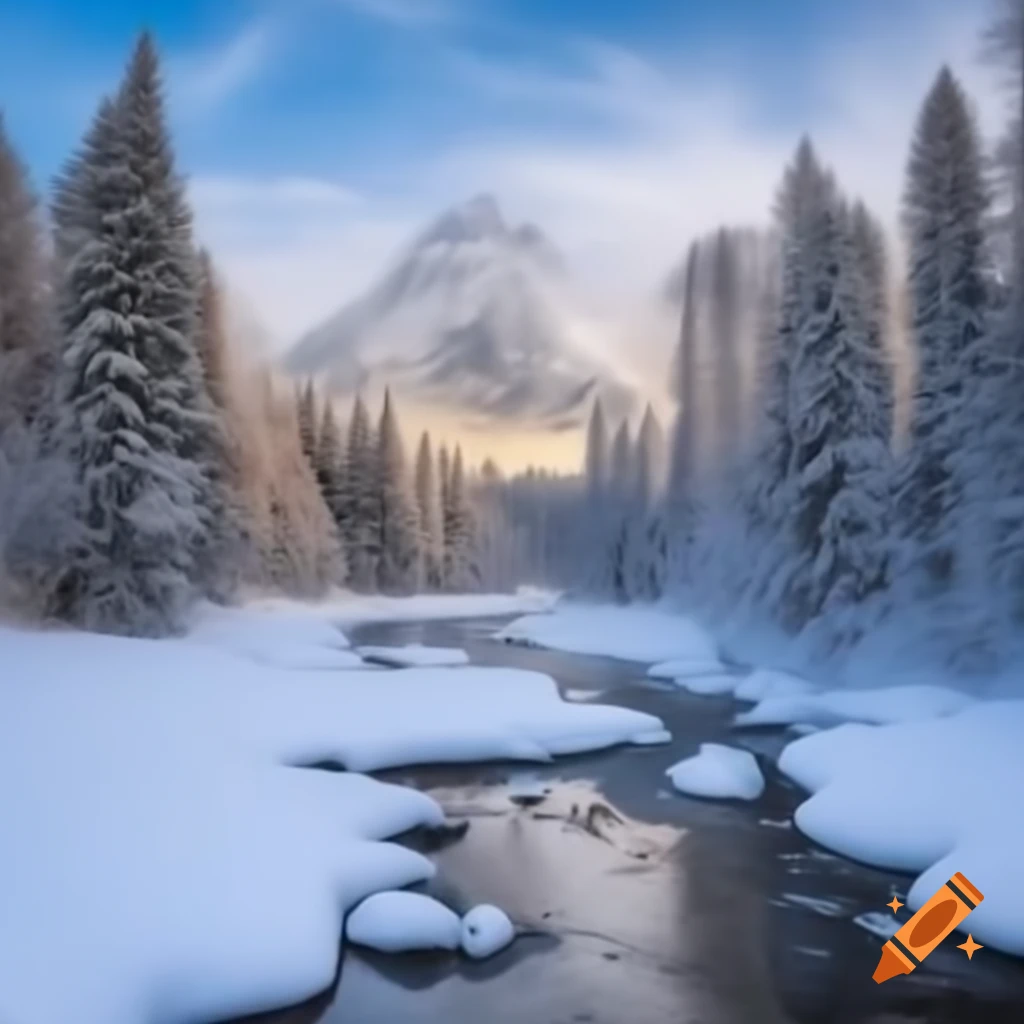 Winter scenery with snow-covered landscape