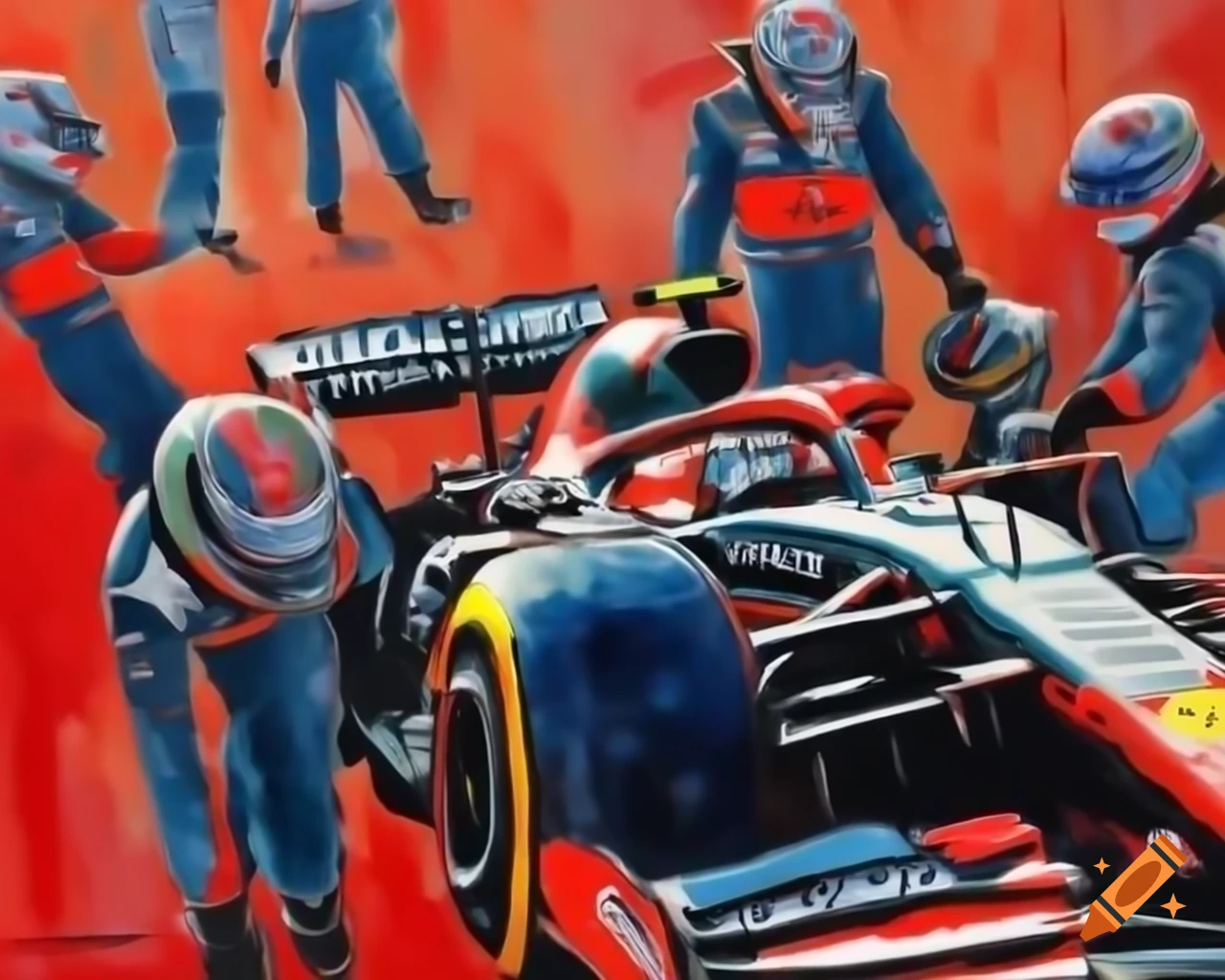 Poster featuring iconic F1 drivers in post-impressionistic style
