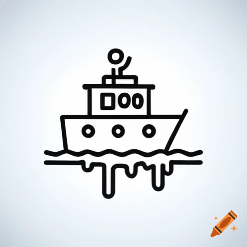 Outline of a ship icon with dripping effect
