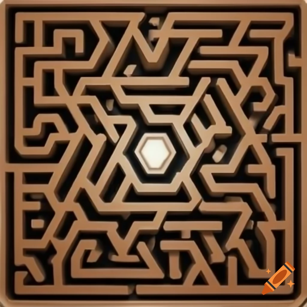 Hexagonal maze design within a rectangle