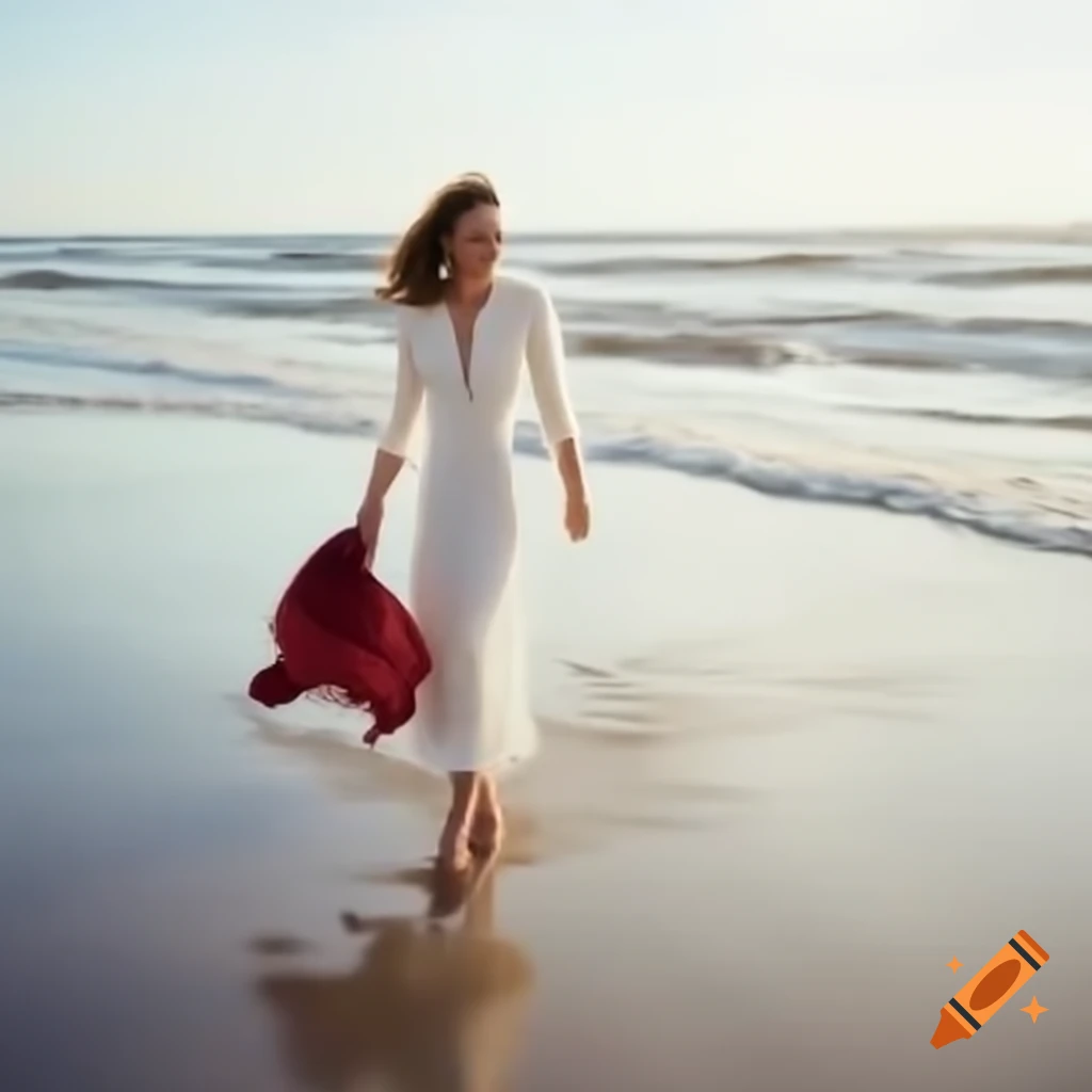 Kate Middleton barefoot on the beach in elegant summer dress with ocean background on Craiyon Kate Middleton barefoot on the beach in elegant summer dress with ocean background on Craiyon