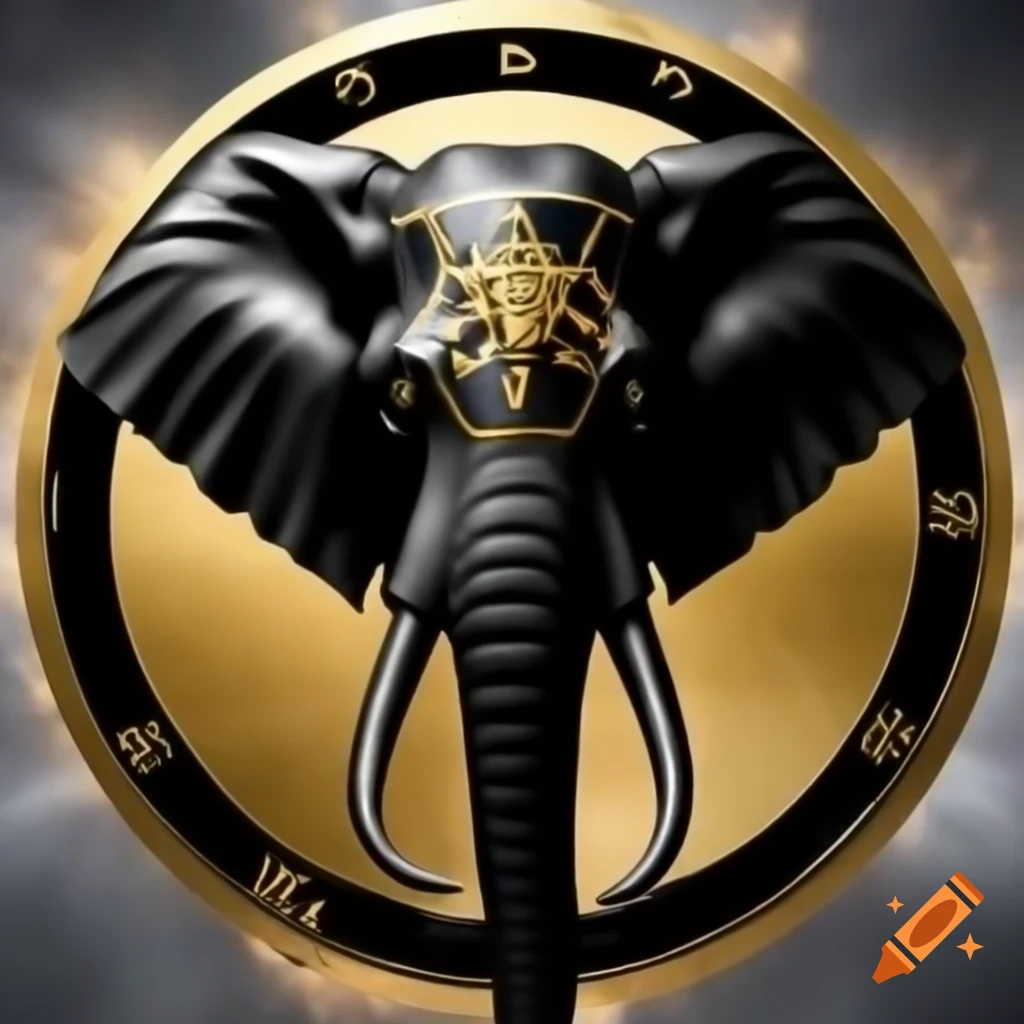 Black and gold circular football emblem with elephant mascot and "UN FC" lettering